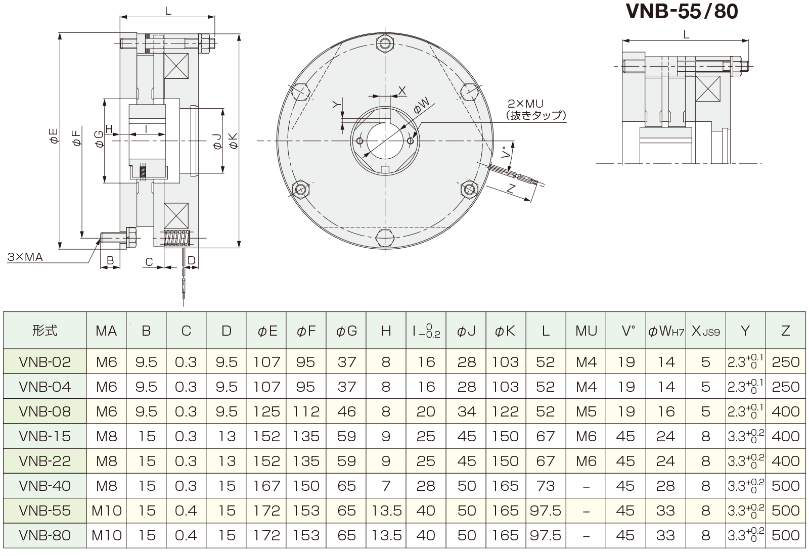 外形図・寸法表